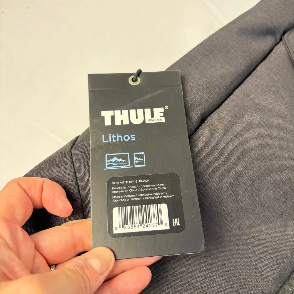 NWT Thule Lithos 20L black backpack, laptop/tablet pockets. office, career